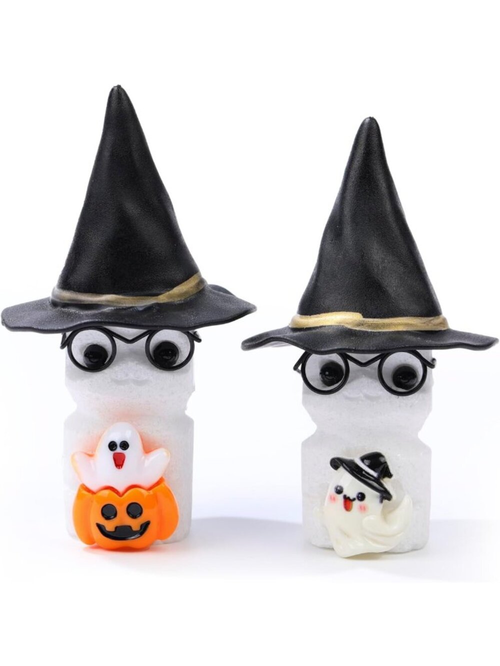 Adorable 2PC White Ghost Halloween Decor - 3.5" Cute Figurines for Spooky Vibes